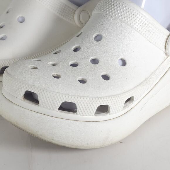 Crocs Women's Mega Crush US7 Triple White Platform Wedge Classic Clogs Sandals - Picture 13 of 16